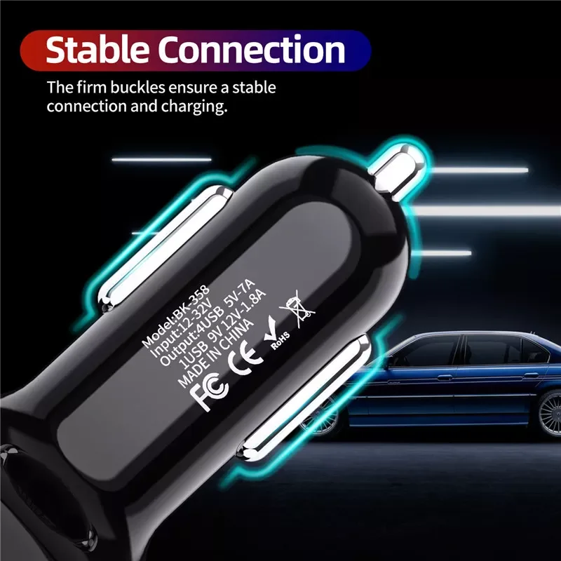 4 Ports USB Car Charge 48W Quick 7A Mini Fast Charging For iPhone 11 Mobile Phone Charger Adapter in Car