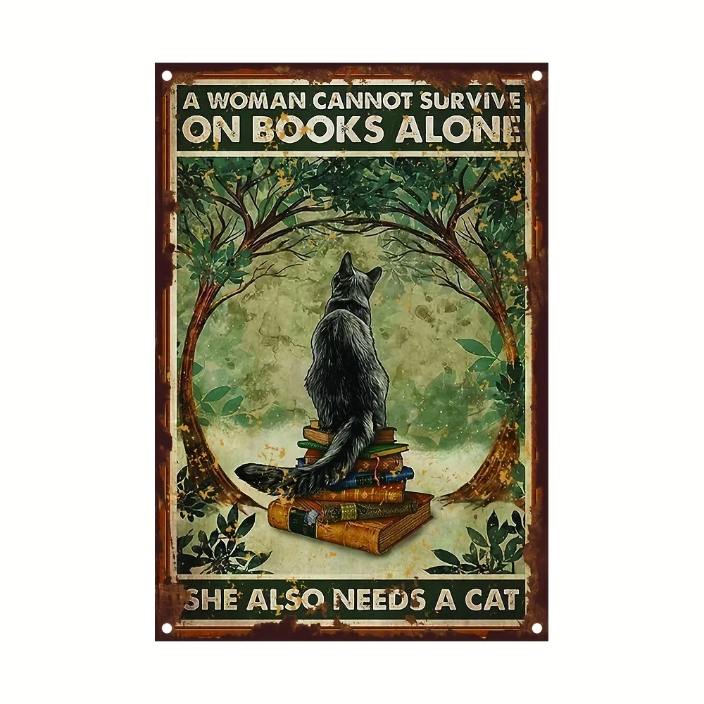 

Wall Art for Bedroom Once Upon A Time There Was A Girl Who Really Loved Cats and Books Metal Tin Sign Poster Wall Poster Plaque
