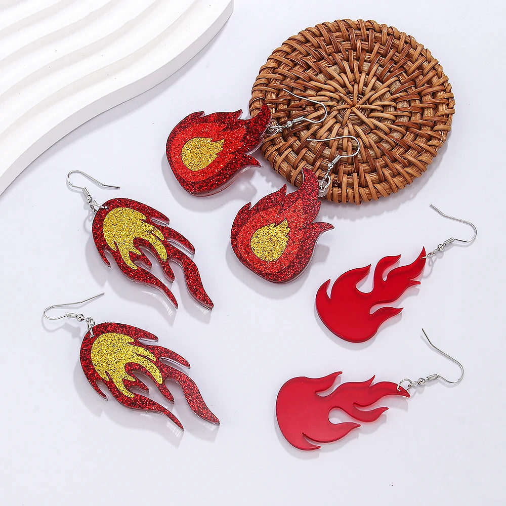 Новые длинные подвески в форме пламени акриловые двойные Прошитые ювелирные