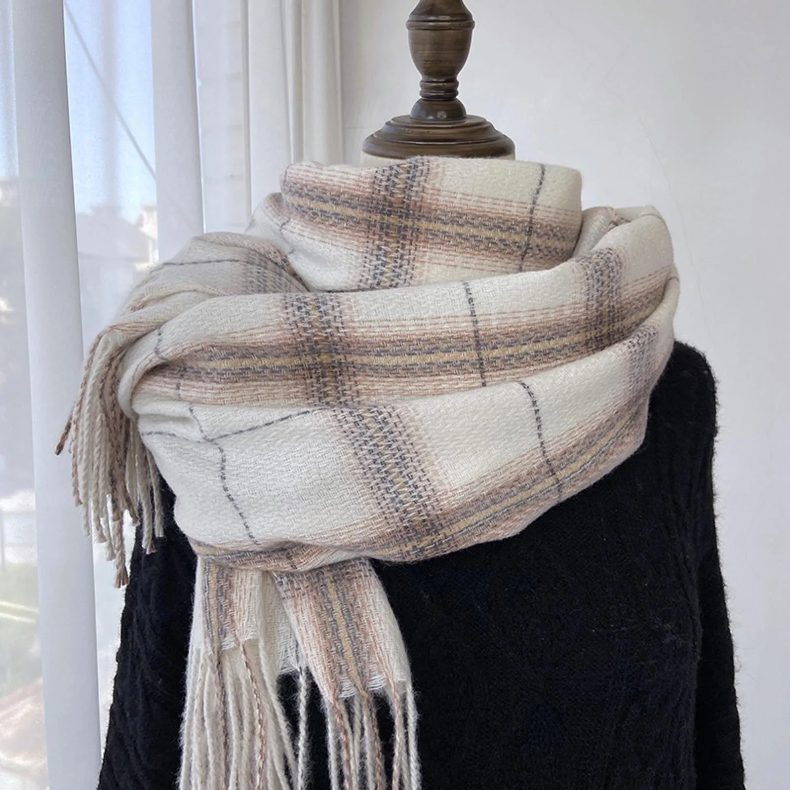 

Plaid Scarf Set Women Fall Winter Scarf Classic Scarf Warm Soft Large Blanket Wrap Shawl Scarves Scarf Women Cotton