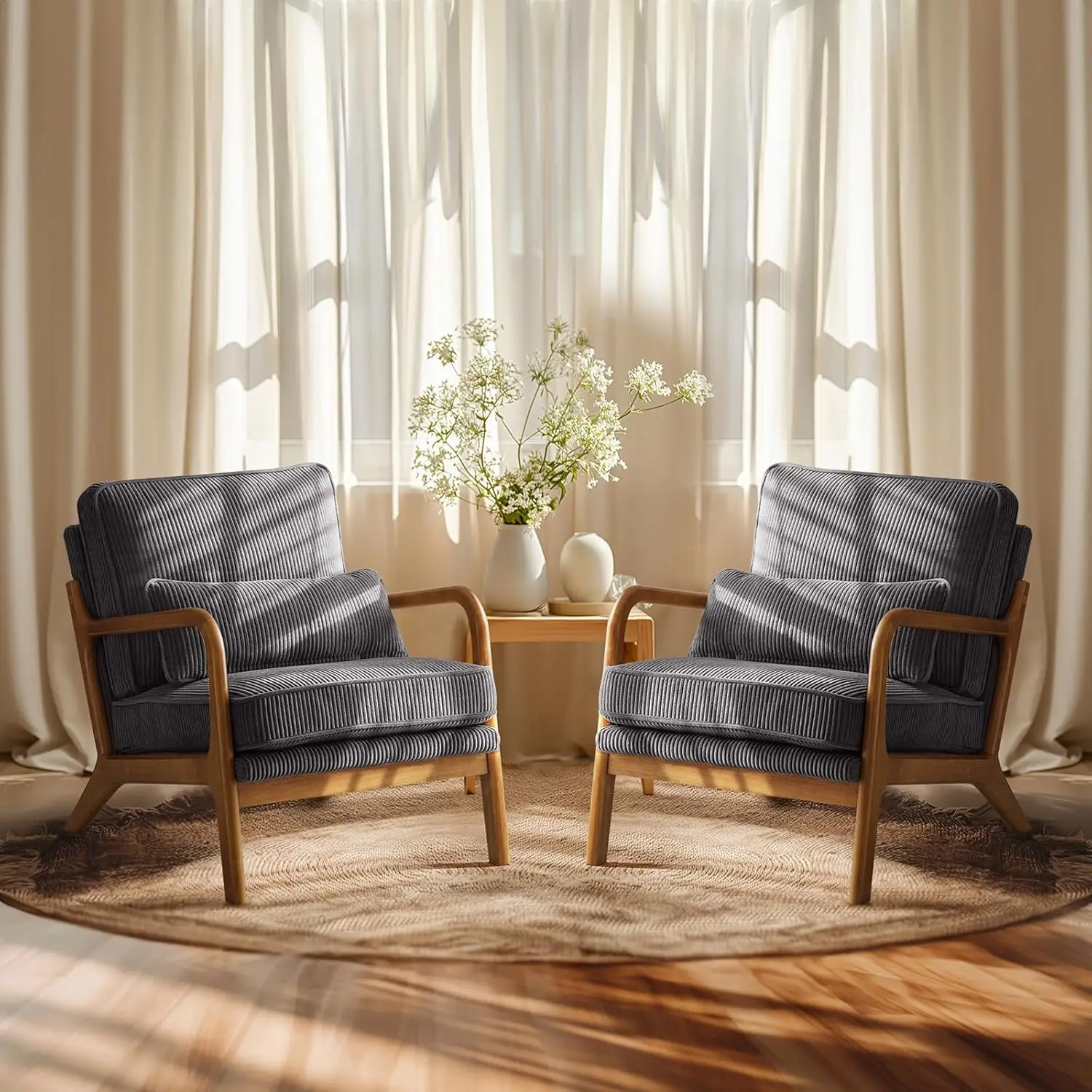 Модернизированный комплект вельветовых стульев премиум-класса с акцентом из 2