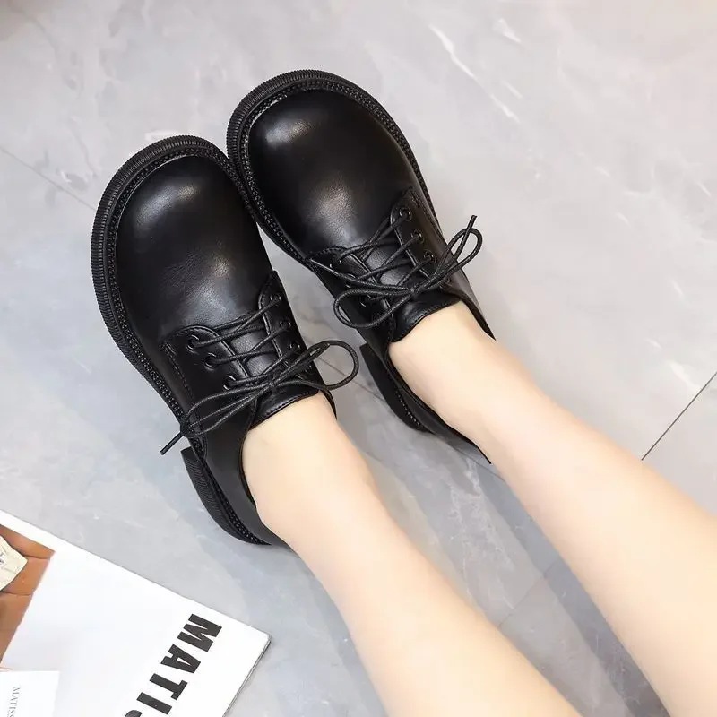 Женские лоферы из натуральной кожи весенняя рабочая обувь туфли на шнуровке