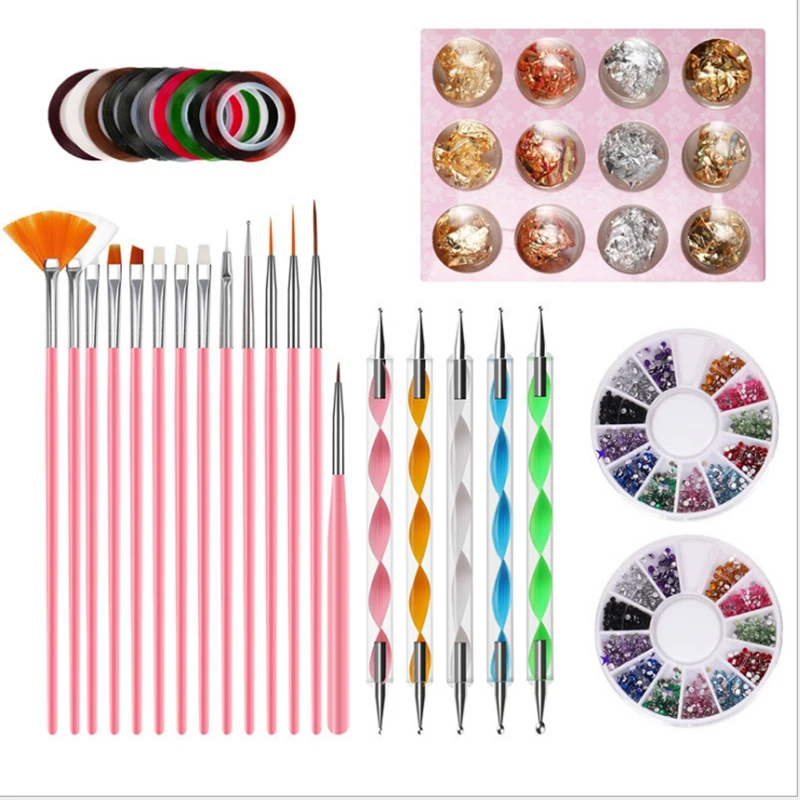 

Finished Nail Art Set, DIY Nail Art Tools 3D Nail Art Rhinestone Nail Art Accessories Decorative Nail Decals