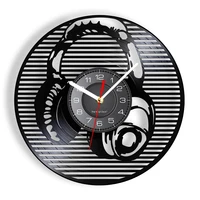 dj headphone vintage vinyl record clock girl listening music home decor wall watch modern design rock n roll handicraft clock
