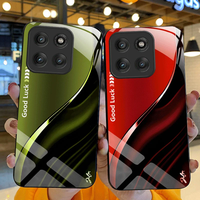 Фото Жесткий чехол из закаленного стекла для Motorola Moto Edge 60 Neo Pro Fusion, защитный чехол с градиентным цветом, задняя крышка, чехол-футляр №1