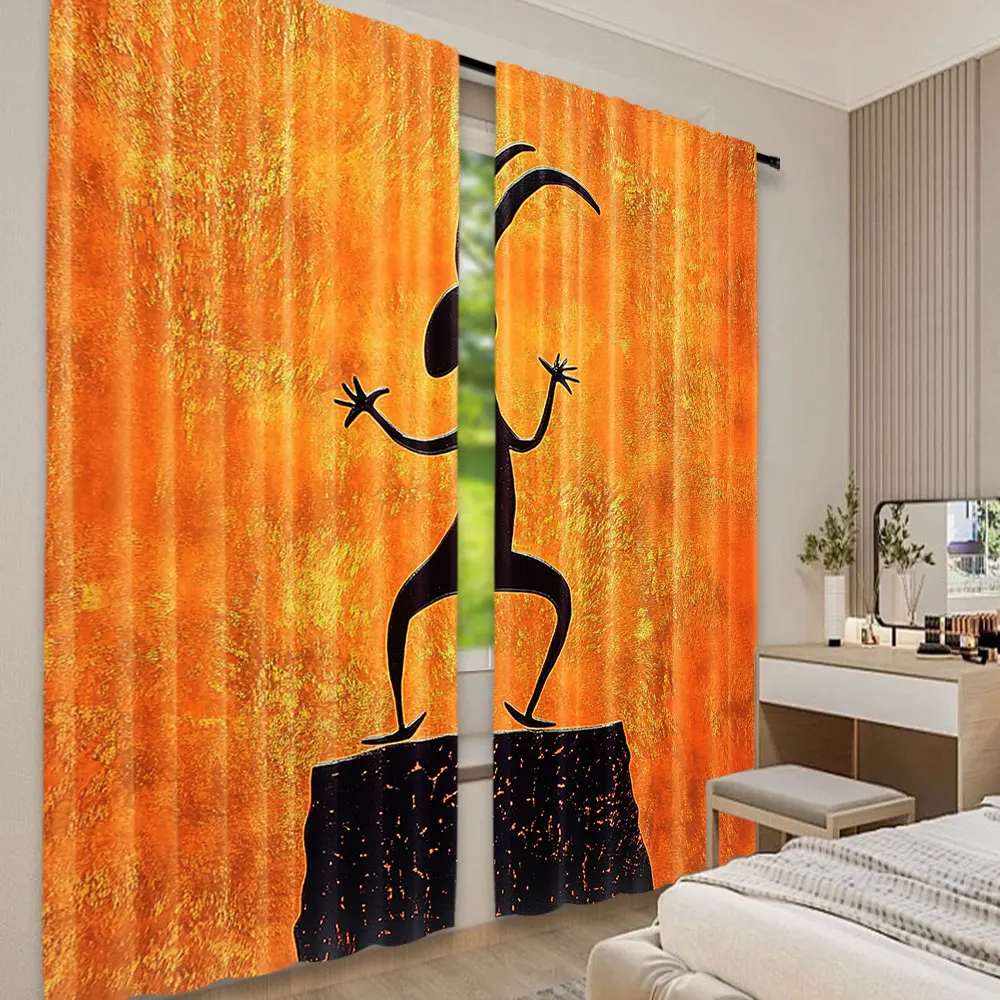 2 шт. ретро занавеска в этническом стиле с изображением танцующего персонажа