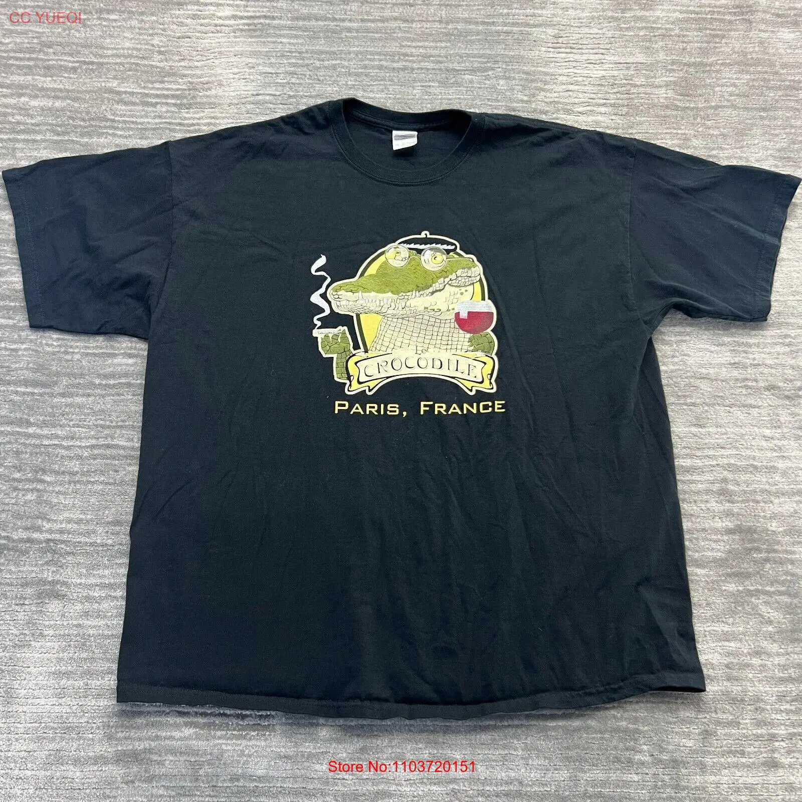 Мужская футболка крокодила Le Размер 2XL туристическая черная для Парижа Франции