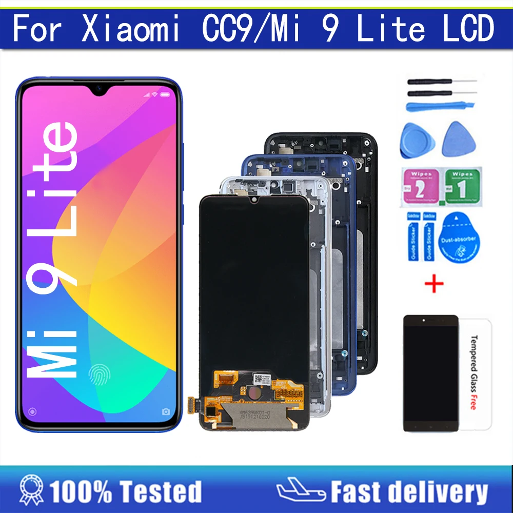 

Super AMOLED 6.39" For Xiaomi CC9 LCD Display Touch Screen Digitizer For Xiaomi MI 9 Lite LCD M1904F3BG Replacement Parts