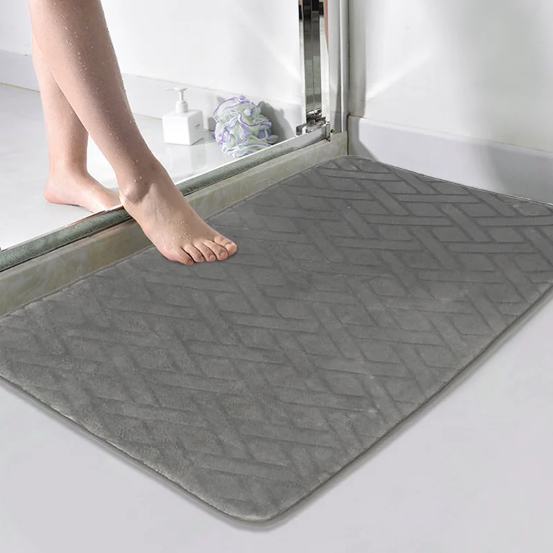 

Rectangle Bath Mat Water Absorption Bathroom Bedroom Carpet Non-slip Memory Cotton Rug Shower Room Door Mat Washable Floor Decor