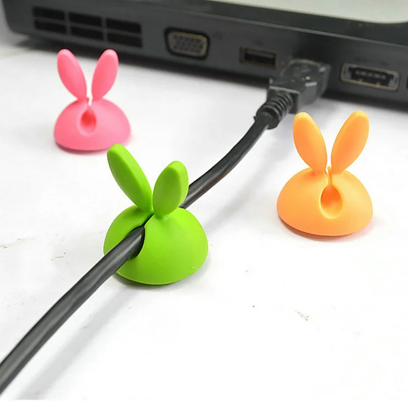 10pcs data cable holder cute bunny ear cable fixer car dashboard office phone charger cable manager headphone cable organizer free global shipping