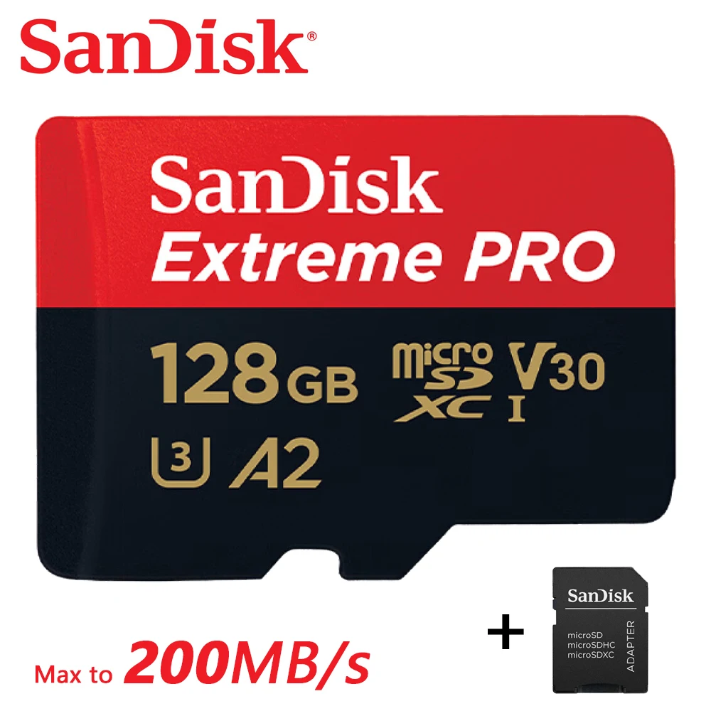 

SanDisk Extreme Pro флэш 128 ГБ карта Micro SD карта SDXC UHS-I 400 Гб 256 ГБ 64 Гб U3 V30 TF карта памяти адаптер для камеры DJI