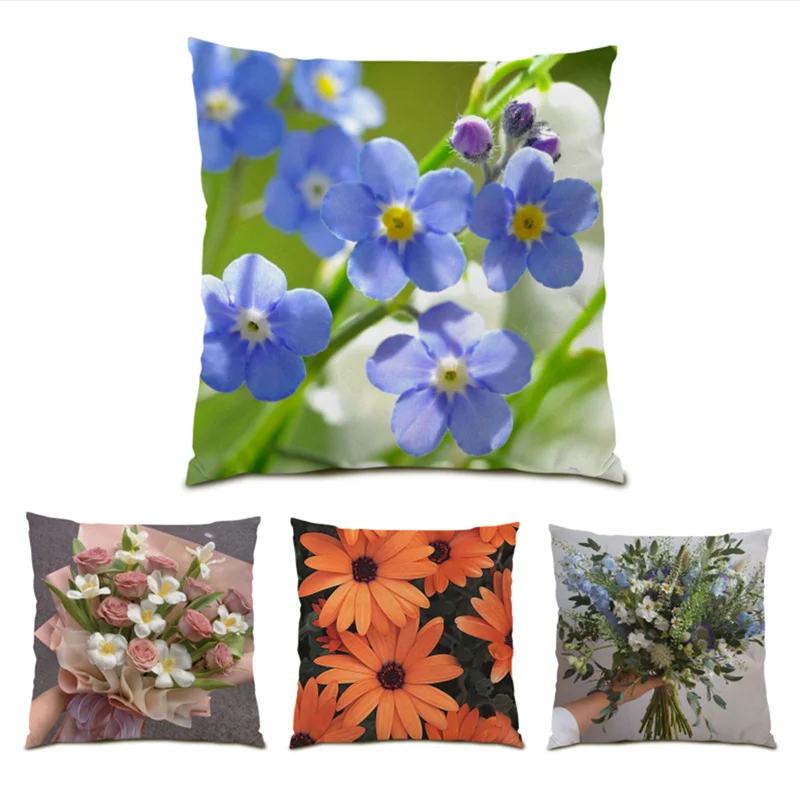 

Pillowcase Decorative Comfortable Daisy Velvet Ornamental Modern Art Living Room Leaf Cushion Covers Flower Gift Festival E0831
