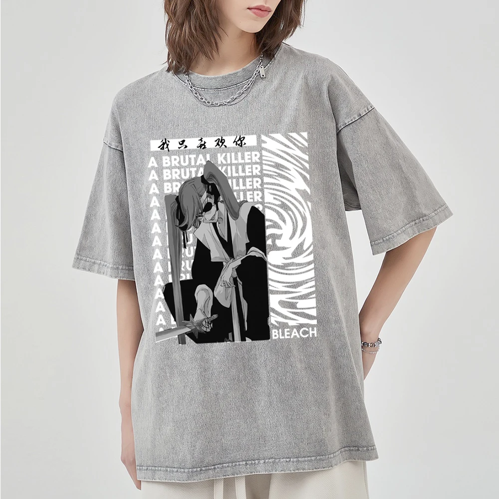 

Отбеливающая забавная женская футболка в стиле аниме Харадзюку с коротким рукавом