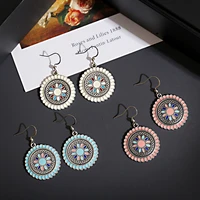 fashion vintage earrings womens ethnic beads boho flower earrings dripping oil dangle earrings jewelry