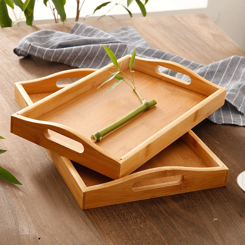 

Bamboo Wooden Rectangular Round Tea Tray Solid Wood Tray trays serving tray Kung Fu Tea Cup Tray Wooden Hotel Dinner Plate