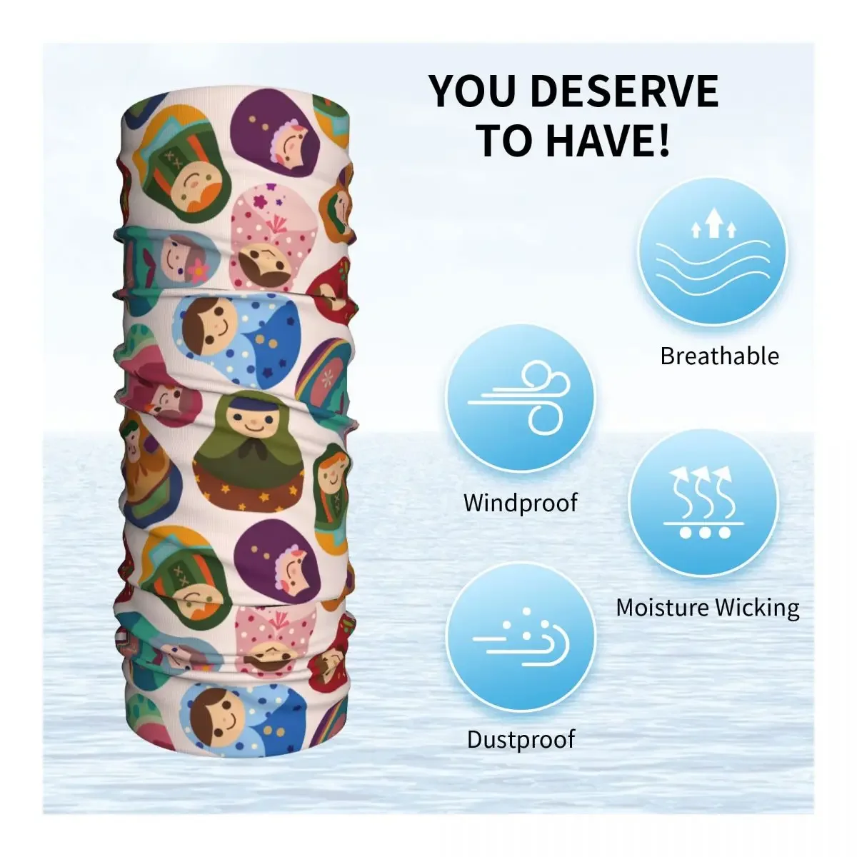 Матрешка русская кукла бандана гетры с принтом аниме клетчатая Балаклава