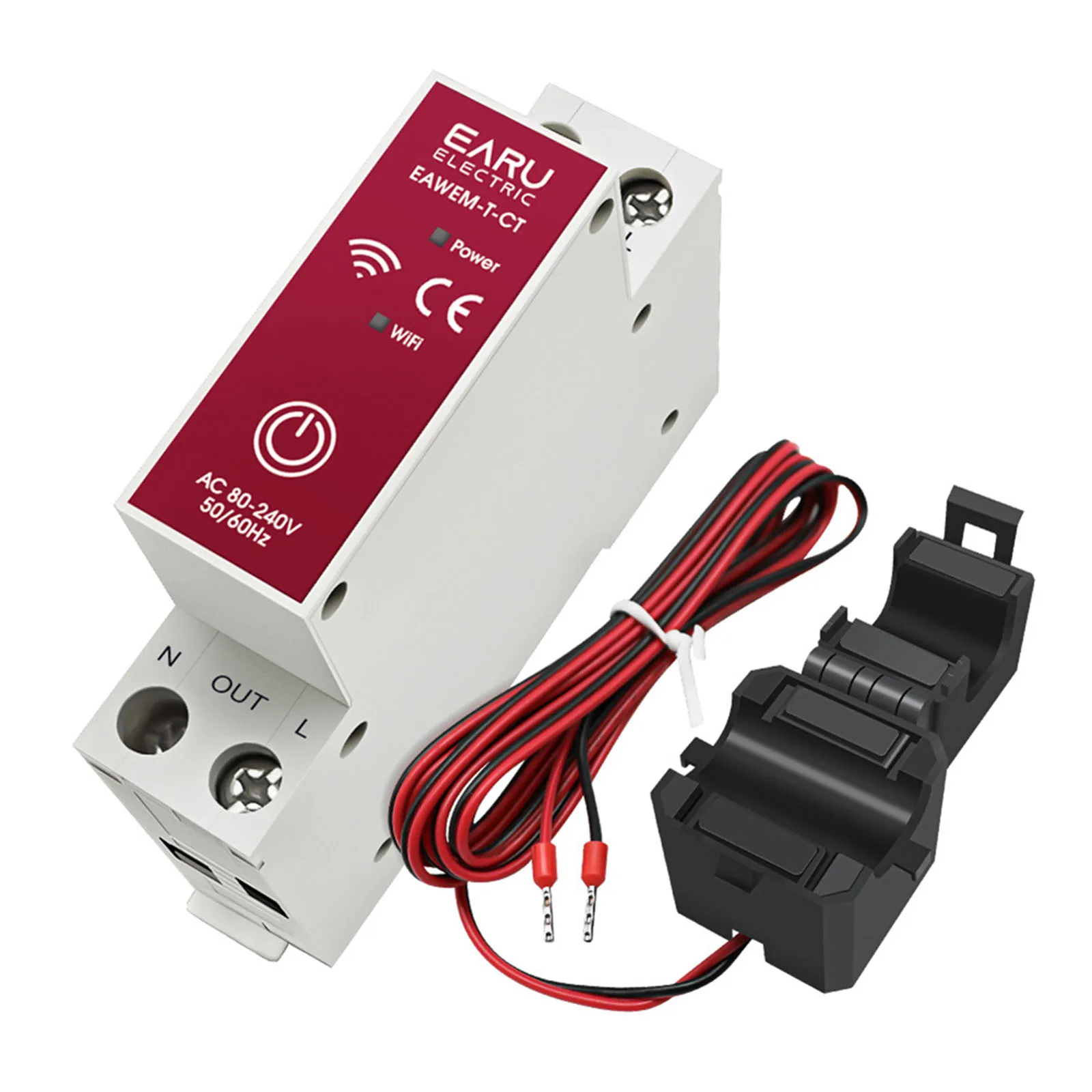 

Умный измеритель на DIN-рейке с зажимом для измерения энергопотребления и контроля потребления энергии в реальном времени, совместим с Tuya Smart Life