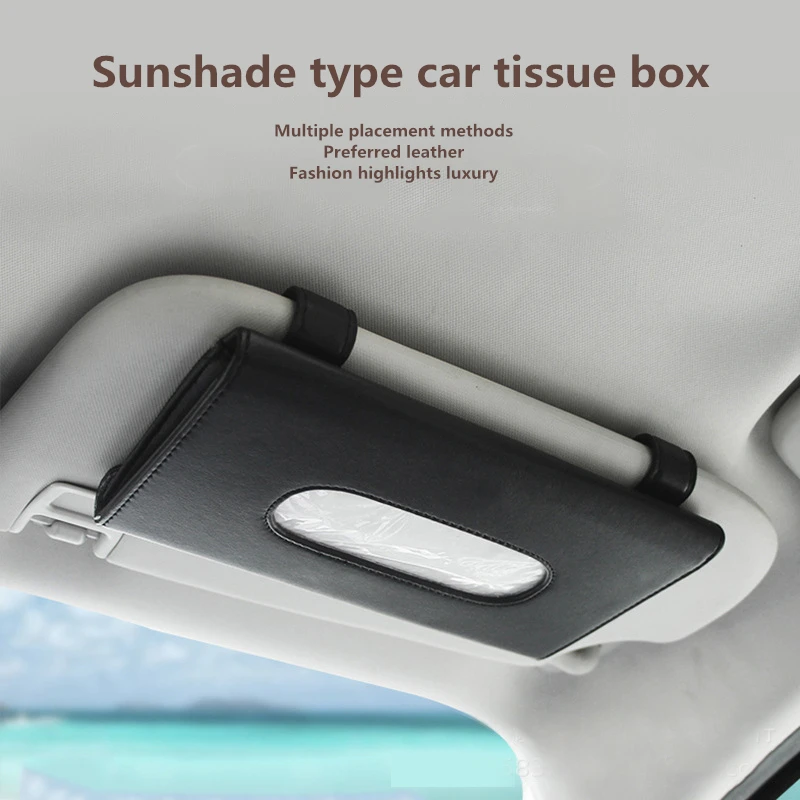 

Car Tissue Box Hanging Sun Visor Seat Back Sunroof Car With Cigarette Paper Box Hanging Creative Leather Car Interior Supplies