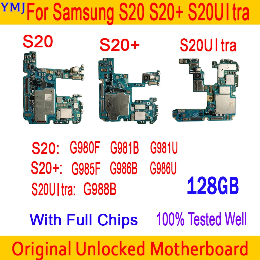 

128GB For Samsung Galaxy S20 G980F G985F G981B G986B G986U G988B G981U G988U Motherboard,Origina Unlock Support 4G Logic Board