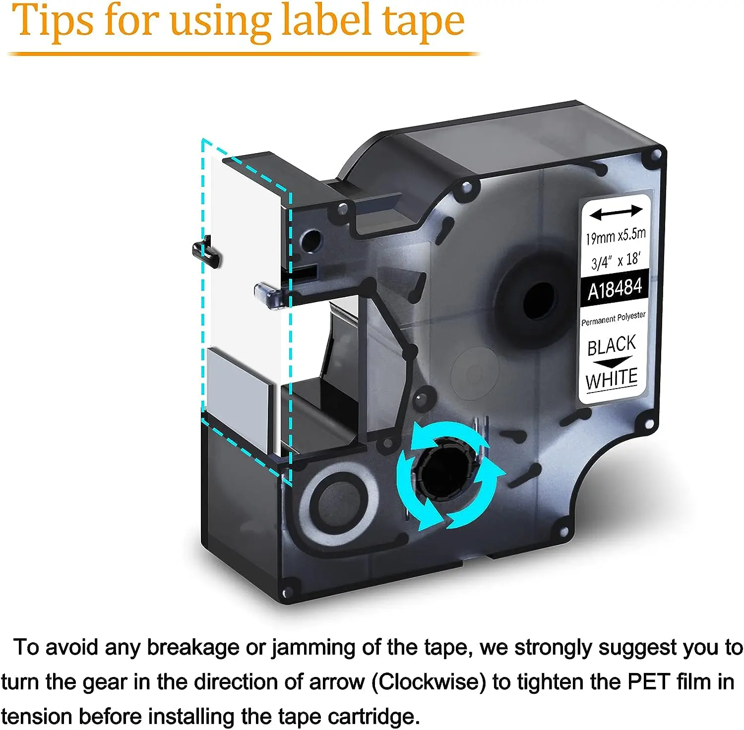 Фото 5/10 шт. черно-белой постоянной полиэфирной промышленной ленты для этикеток, совместимой с Dymo 18483 12 мм для принтеров этикеток Rhino 5200 6000 №2