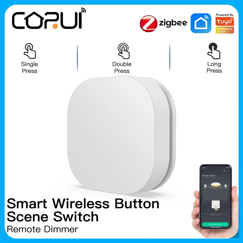 

Умная кнопка Tuya ZigBee 3,0, белая Беспроводная многофункциональная Водонепроницаемая IP55 смарт-переключатель, управление одной кнопкой, питание...