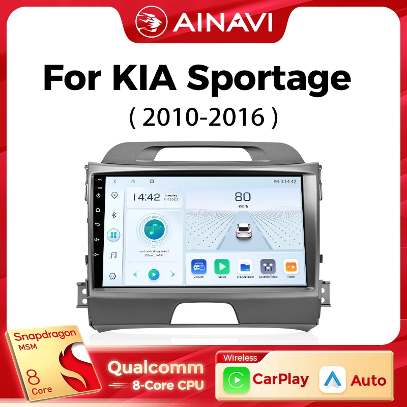 Автомобильный мультимедийный плеер Ainavi для KIA Sportage 3 R 2010-2016 Carplay Android Auto 4G Wi-Fi 2din