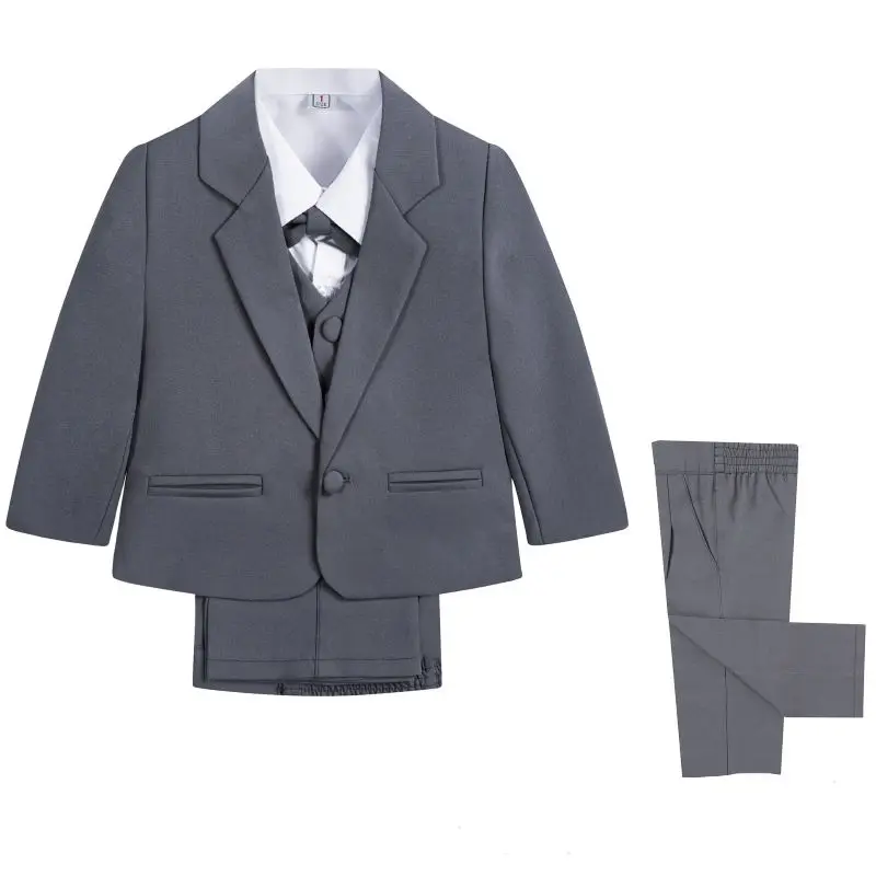 Лидер продаж, официальный костюм для маленьких мальчиков, темно-серая одежда для маленьких мальчиков, костюм из 5 предметов для маленьких ма... от AliExpress RU&CIS NEW