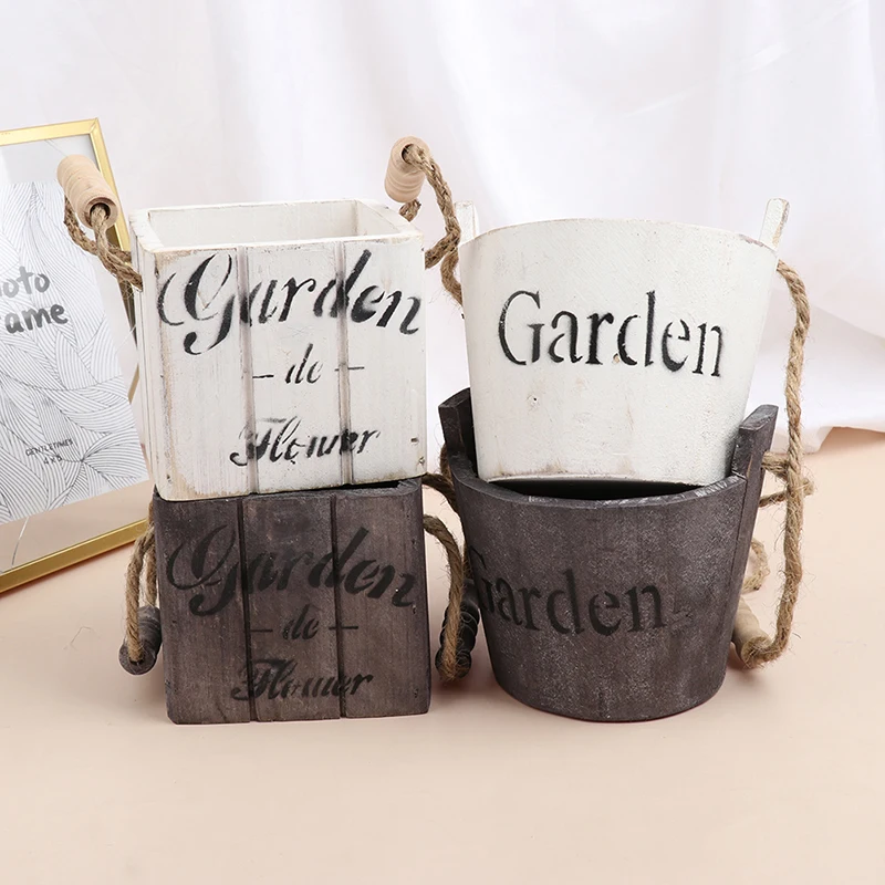 

1PC Vintage Retro Wooden Barrel Planter Vintage Flower Pots, Rustic Plant Barrel