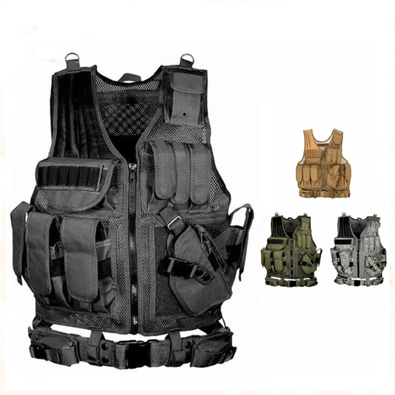 Фото Регулируемый тактический жилет Molle, боевой бронежилет, охранник, охотничья армейская уличная военная игра CS, тренировочная куртка для страйкбола №1