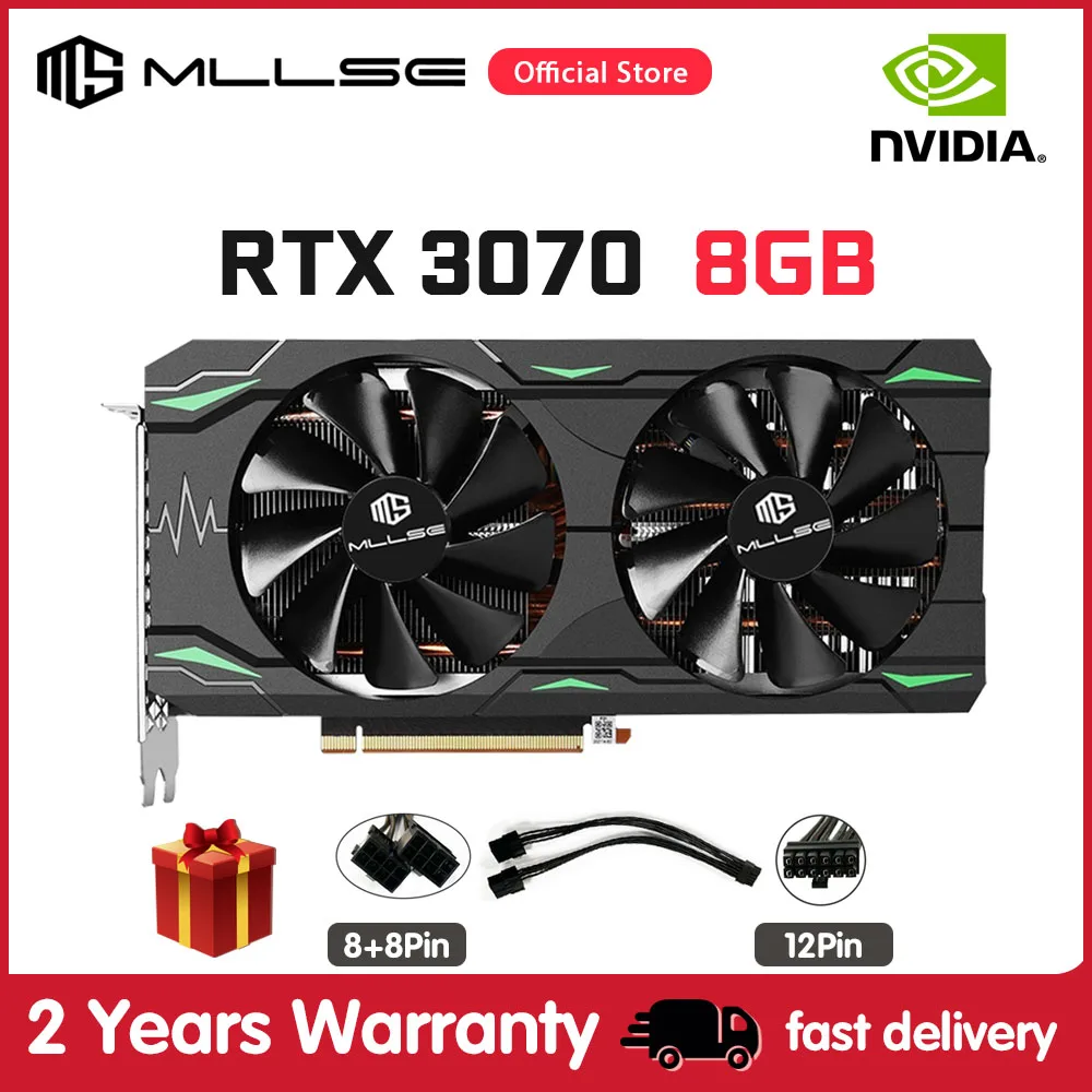 

Видеокарта MLLSE RTX 3070 8 ГБ NVIDIA GPU 12Pin GDDR6 256bit HDMI * 1 DP * 3 PCI-E 4,0x16 rtx 3070 8 Гб игровая видеокарта