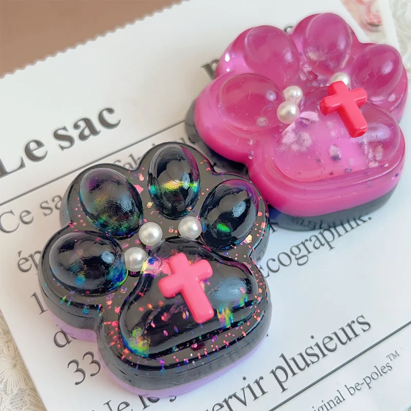 Симпатичная силиконовая мягкая игрушка в виде кошачьей лапы с блестками для