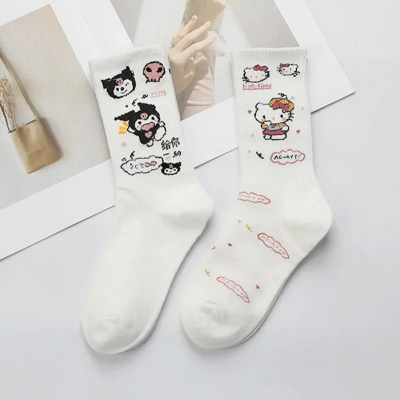 

Sanrio Socks Kawaii Kuromi Accessories Cute Cartoon Anime Hello Kitty Soft Mid Tube Cotton Socks Couple Socks Toys for Girl Gift