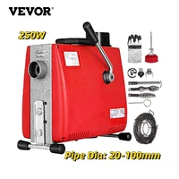 vevor auger pipe cleaning machine electric 250w unblocker toilet water plunger handheld drain cleaner sink sewer dredge device