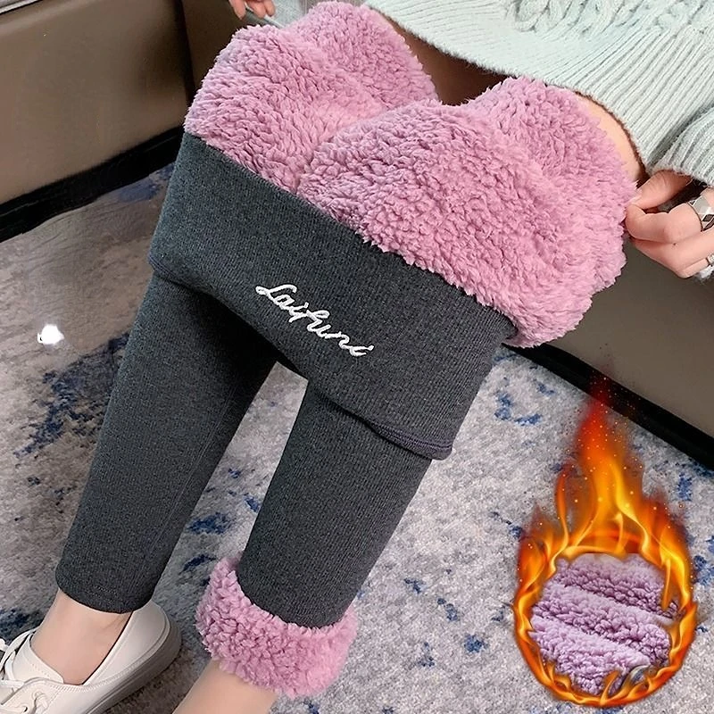 

Winter women's leggings High waist leggings Velvet warm pants Women's solid color leggings Comfortable warm elastic leggings
