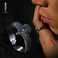 feather ring eagle mouth ring thai silver japanese retro lovers ring silver eagle food