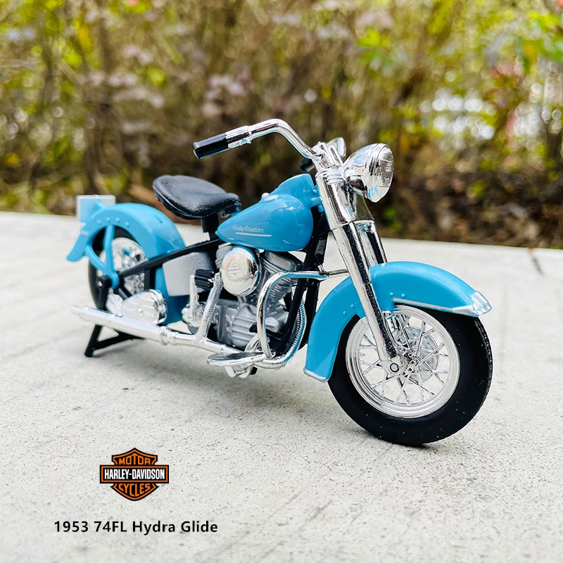 

Maisto 1:18 Harley-Davidson Motorcycle 1953 74FL Hydra Glide Blue Cam car model alloy motorcycle model toy car series