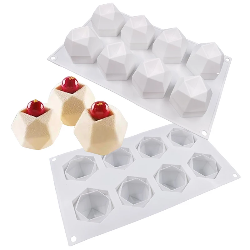 

3d Three-Dimensional 8 Gemstone Shape Mousse Cake Mold Chocolate Cake Ice Cube Baking Tray Easy Demoulding Dessert Tool