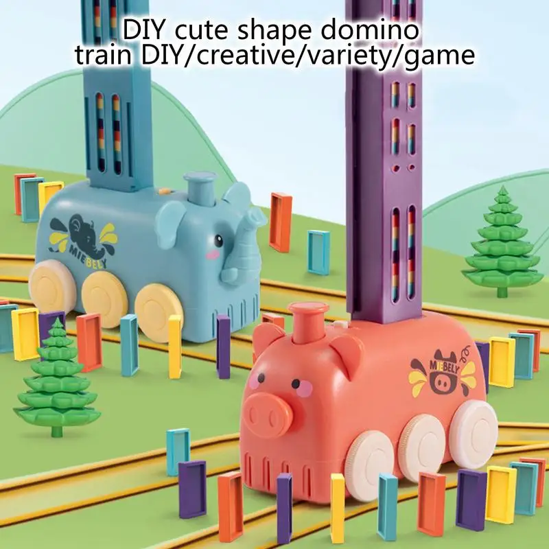 

Набор поездов домино 80 шт., набор красочных домино для детей, игрушка для укладки, веселый и красочный поезд, который подготавливает ваше домино ралли