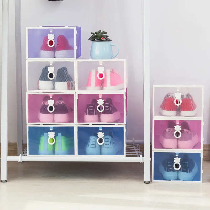 

J2379 Sliding Door Plastic Thickened Transparent Shoe Box Combination Drawer Storage Supplies