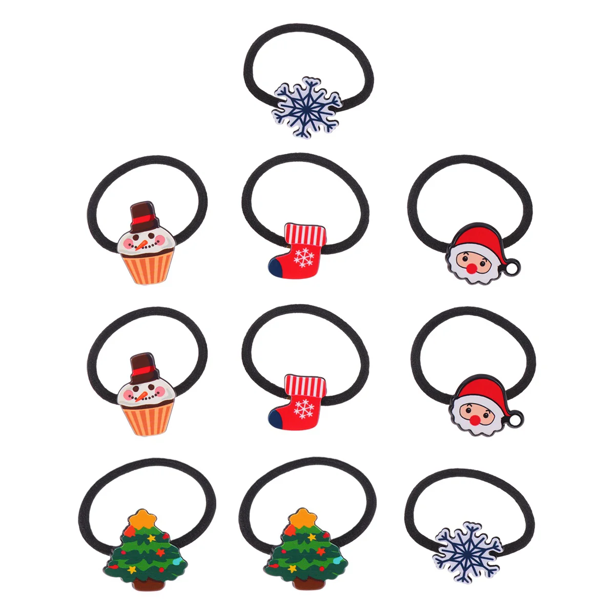 

10pcs Xmas Santa Claus Snowman Hair Bows Ponytail Holders Elastic Ties Ropes Christmas Hair Accessories for Babies Toddlers