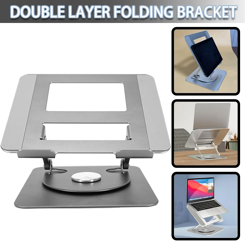 

360 Degrees Rotating Foldable Aluminum Laptop Desk Stand Adjustable Height Laptop Riser 100% Brand New With High Quality