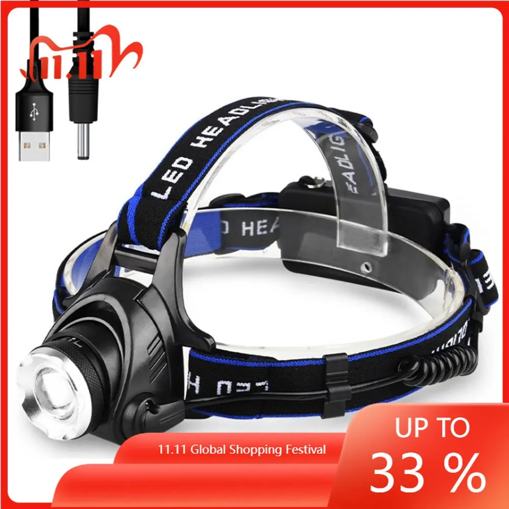 Aluminum Alloy Bright LED Headlamp Headlight Head USB Rechargeable Torch Light Zoom  Batteries Chargeable