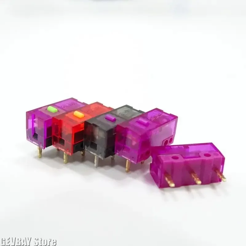 Фото Микропереключатель для мыши Kailong Purple Gold Pink Dot, 150 мА, 100 миллионов нажатий, прозрачный корпус, черная основа. №3