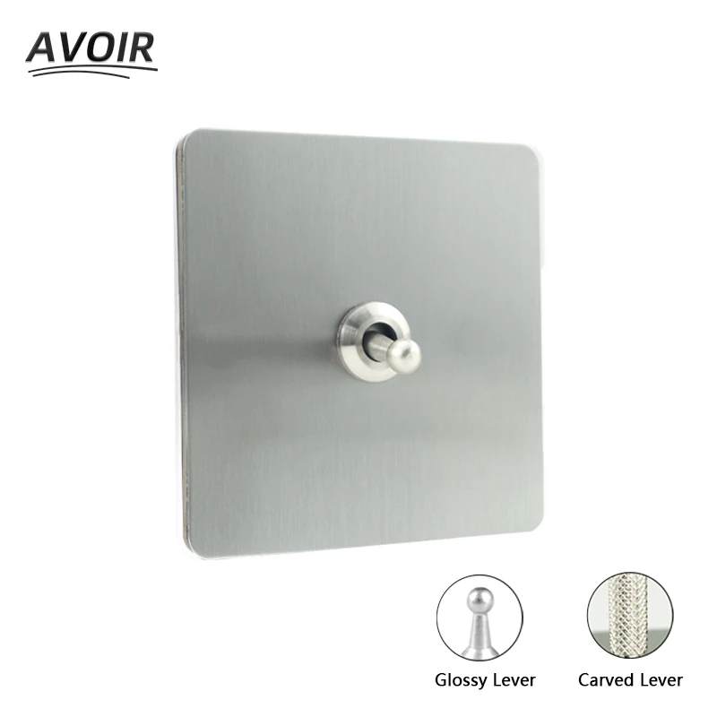 

Avoir Wall Light Retro Toggle Switch Gray Nickel Aluminum Brush Panel Electrical Socket Intermediate Switch 2 Way Dimmer AC 220V