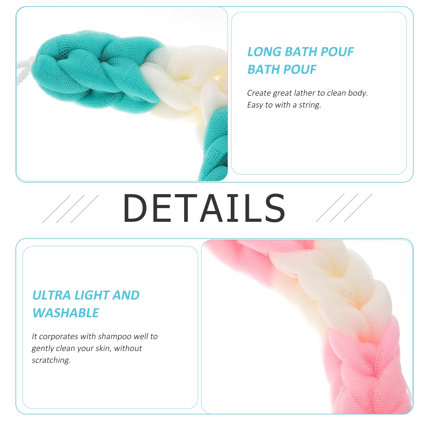 3 шт. отшелушивающая губка для ванны пуф душа эластичный скребок спины сетчатый