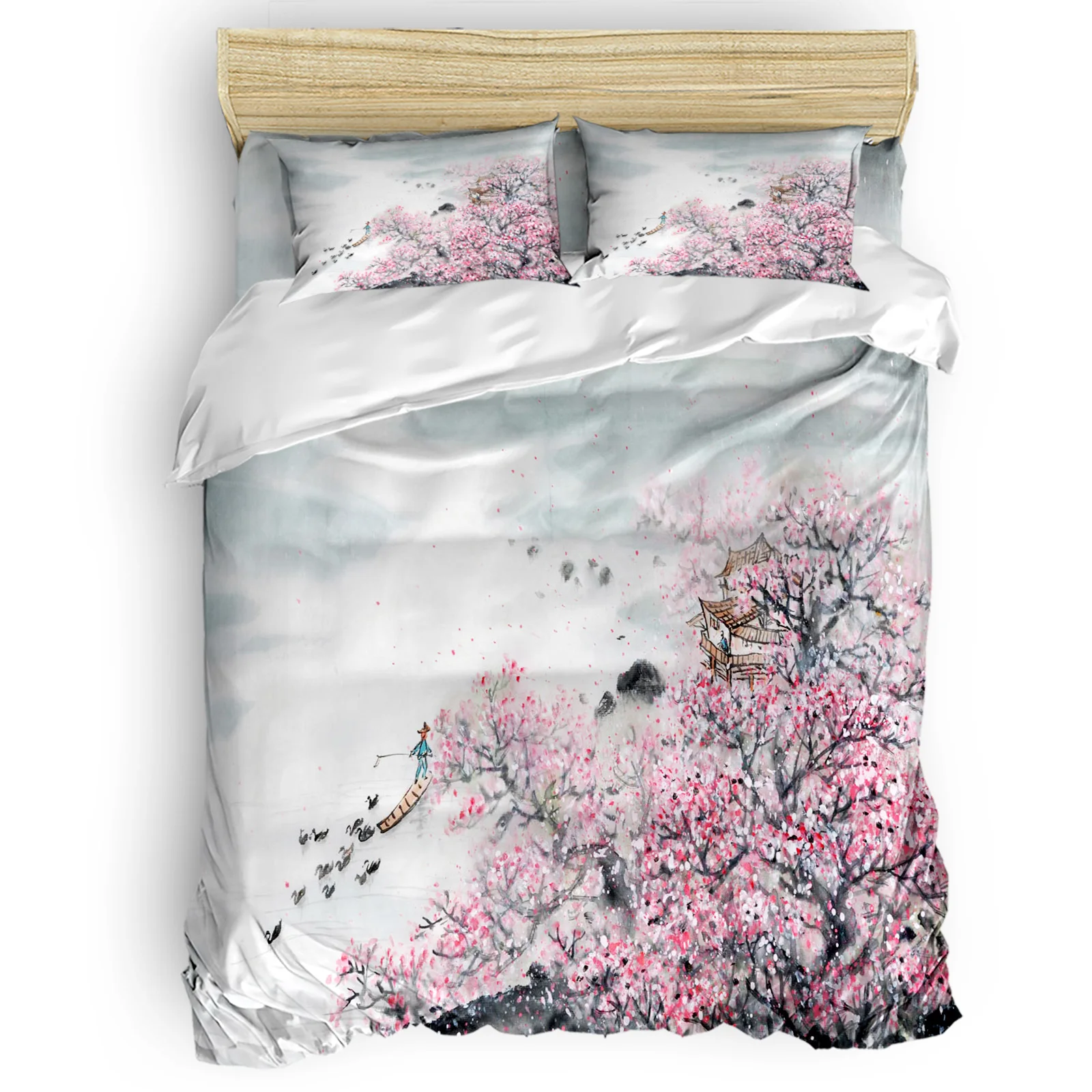 

Удобные бытовые товары с рисунком цветущей сливы, роскошный пододеяльник для спальни, кровати, 2/3/4 шт.