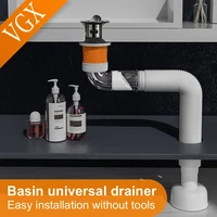 vgx anti odor telescopic sewer strainer drain pipe sink deodorant launch pipeline washbasin bathroom kitchen hose waste pipe