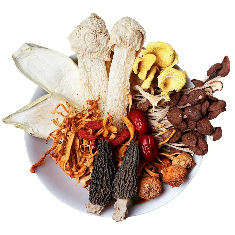 

Colorful Mushroom Soup Pack Yunnan Specialty Morel Mushroom Chanterelle Bamboo Fungus Cordyceps and Other Dried Soup Ingredients