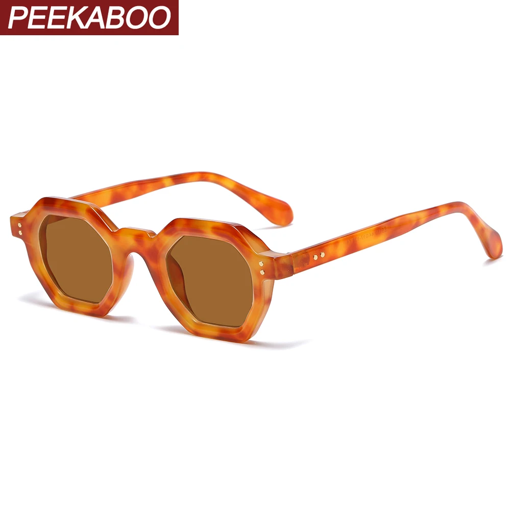 

Peekaboo polygon солнцезащитные очки ретро женские уличные аксессуары круглые очки для мужчин коричневый черный 2023 унисекс очки Прямая поставка