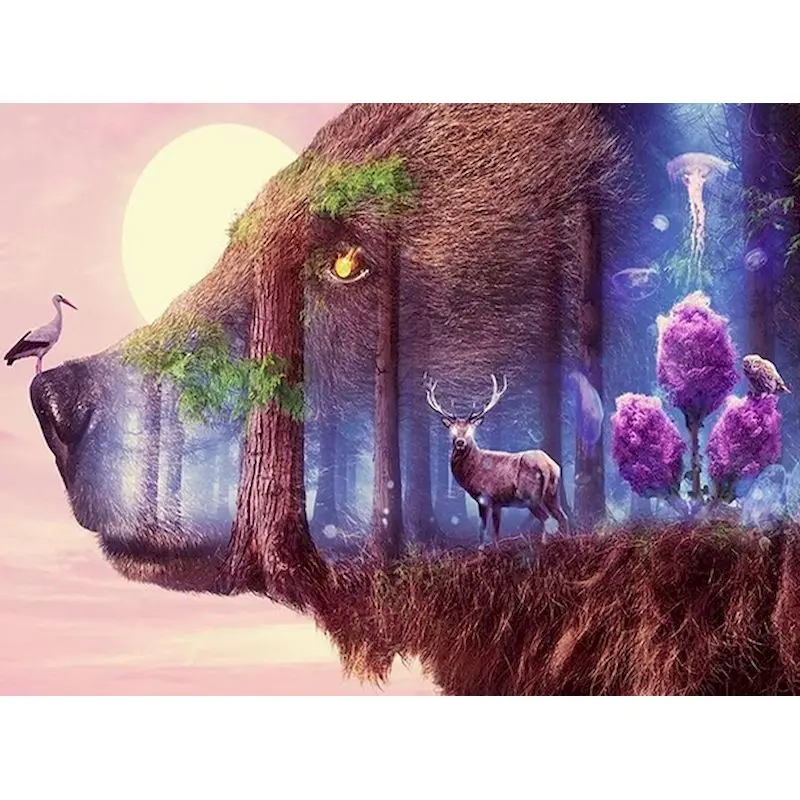 

5D DIY Diamond Mosaic Painting Rhinestone Abstract Bear Deer Diamond Embroidery Birds Animal Puzzle Cross Stitch Kits Diy Gift